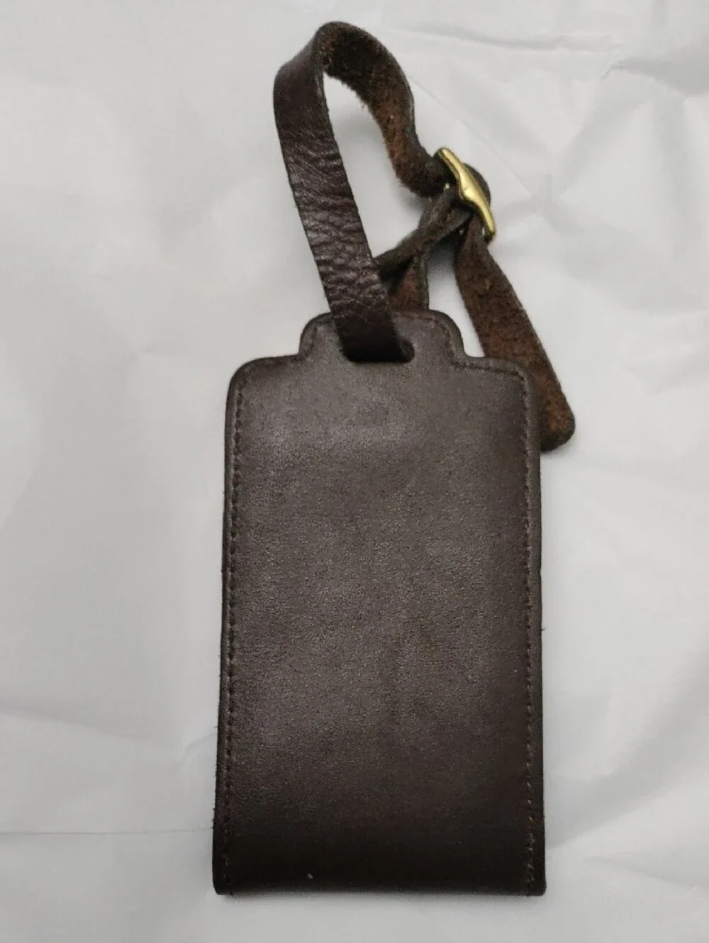 Coach Vintage Dark Brown Leather Luggage ID Tag with Brass Tone Buckle